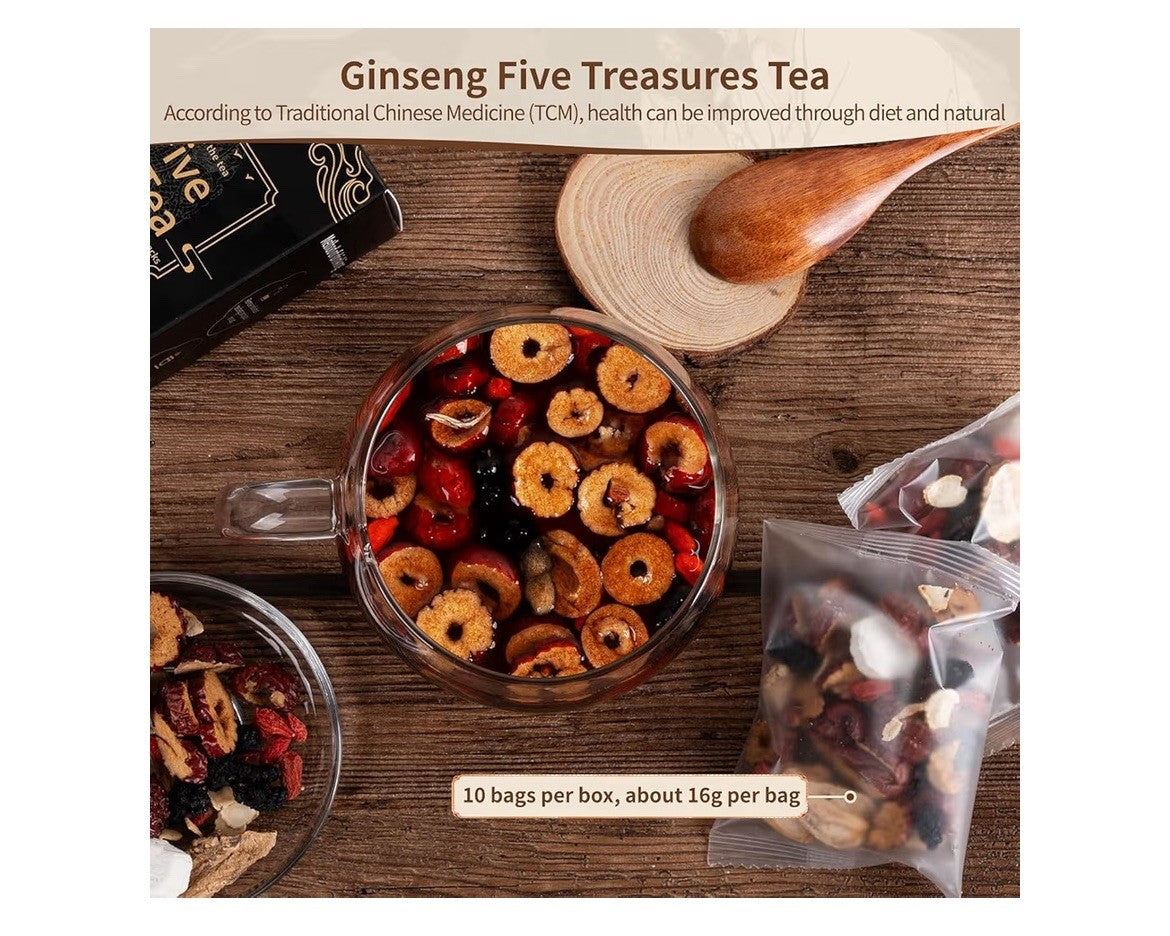 Beleeplanner Ginseng Five Treasures Kidney Detox 25 Teabags Herbal 7 Ingredients