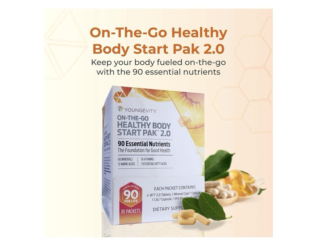 Youngevity On-The-Go Healthy Body Start Pak 2.0 90 Essentials Nutrients 30Packet