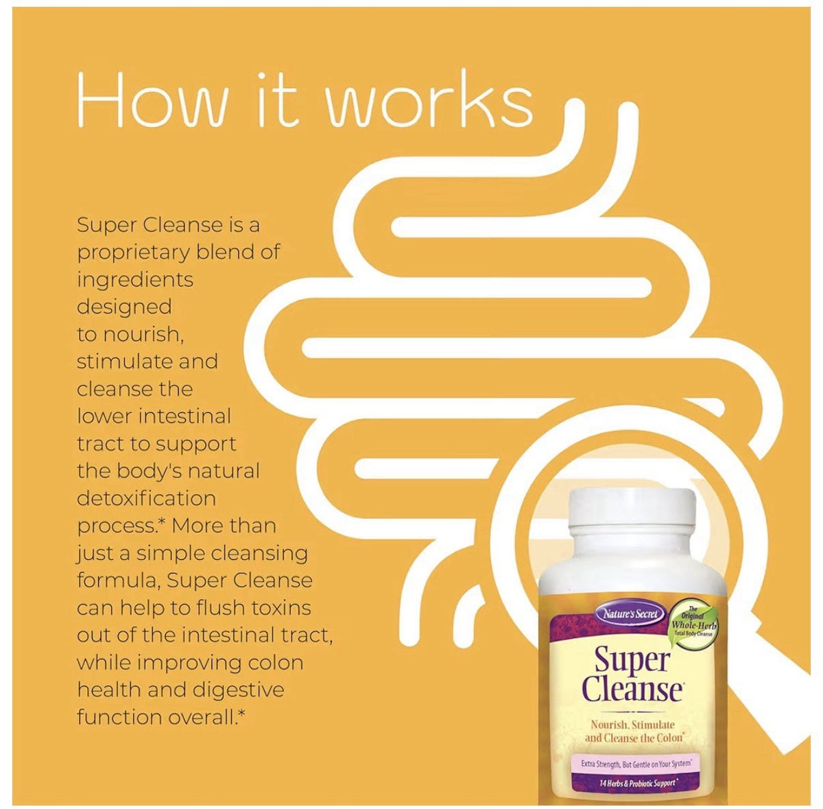 Nature's Secret Super Cleanse Nourish Colon Gut Support Gentle In Stomach 100Tab