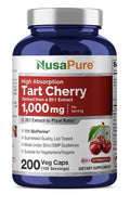 NusaPure Tart Cherry 1000mg Per Serving 200 Veg Capsules 100 Servings