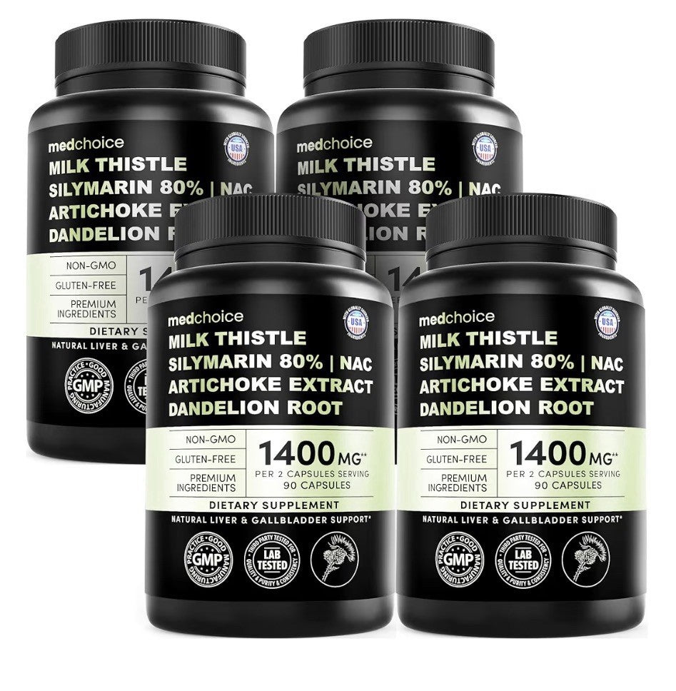 4Pack medchoice Milk Thistle Liver Support Supplement w/ NAC Artichoke Dandelion