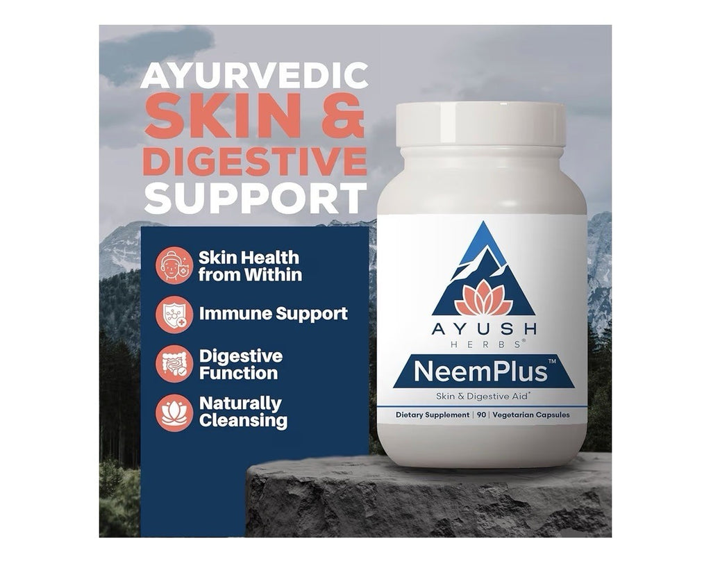 Ayush Herbs Neem Plus Skin And Digestive Aid Gut Health for Women & Men 90 Caps