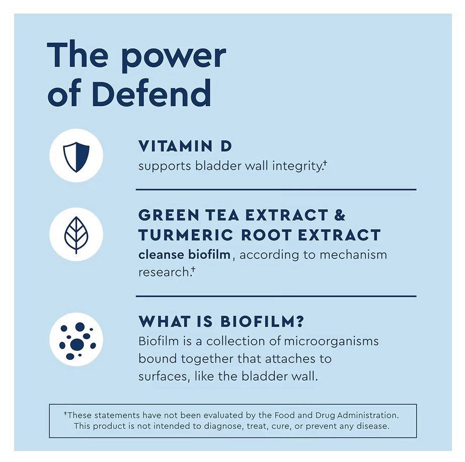 Uqora Defend Urinary Tract Health Supplement Support Biofilm Bladder Health 60ca