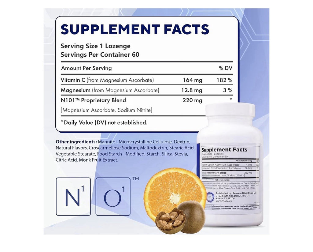 N1O1 Nitric Oxide Lozenges Nitric Oxide Supplement Daily Health 60 Lozenges