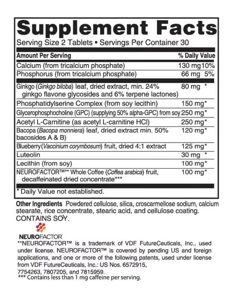 Advanced Bionutritionals Advanced  Memory Formula Brain Booster Focus 60 Tablets