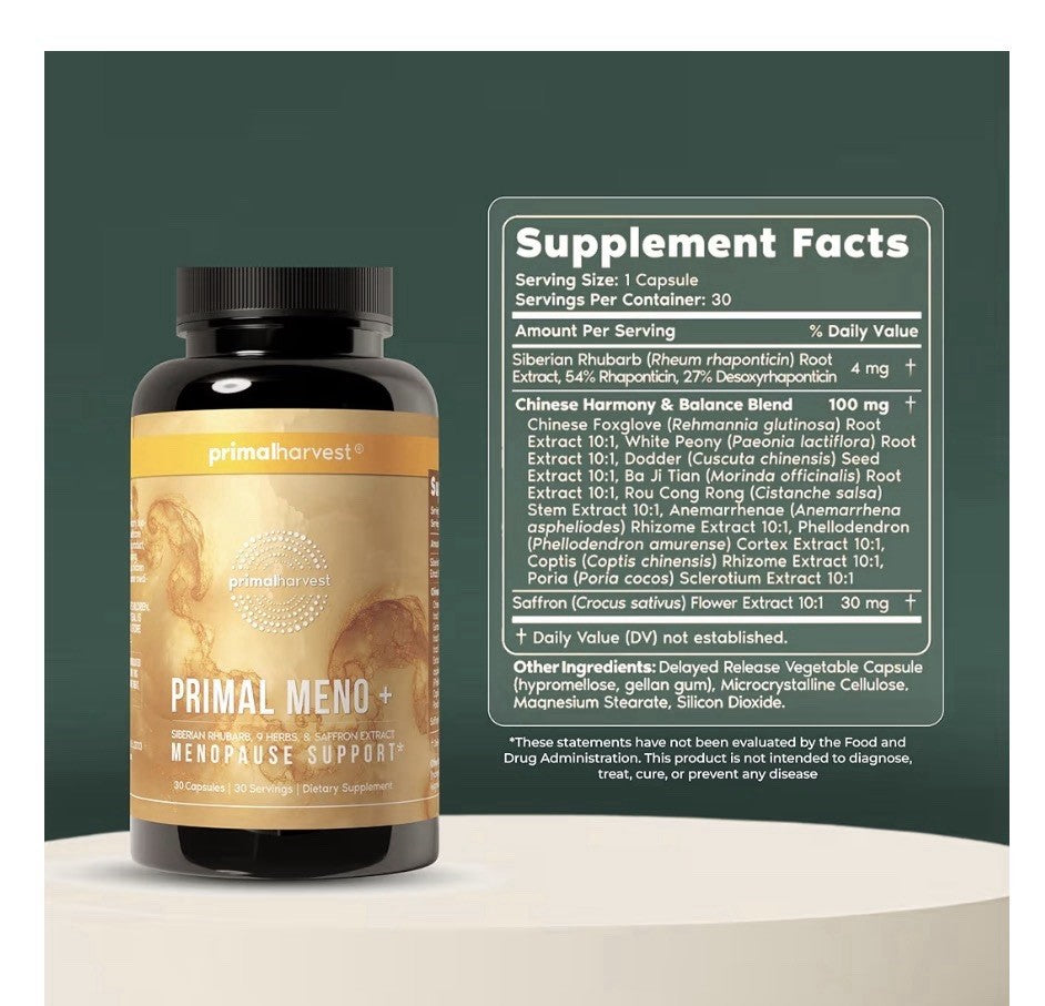 Primal Harvest Meno+ Menopause Support with Chinese Herbs Mood Support 2 Packs