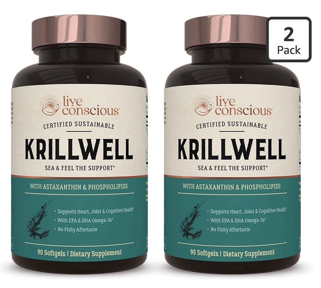 2 Pack Live Conscious KrillWell Krill Oil Omega3 Heart Joint Cognitive Health