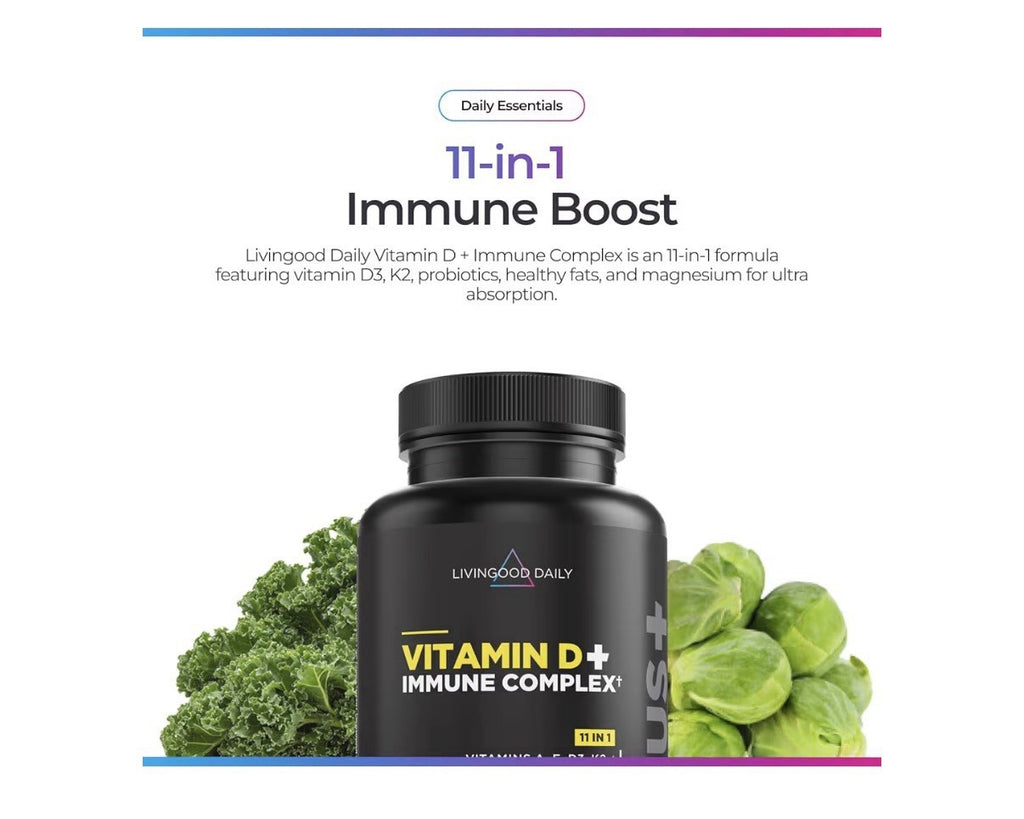 Livingood Daily Vitamin D + Immune Complex D3 K2 4000 IU Supplement 60Day Supply