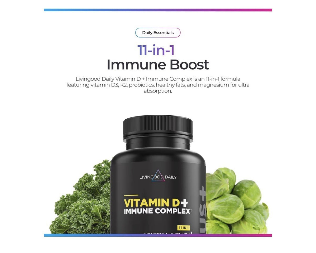 Livingood Daily Vitamin D + Immune Complex D3 K2 4000 IU Supplement 60Day Supply