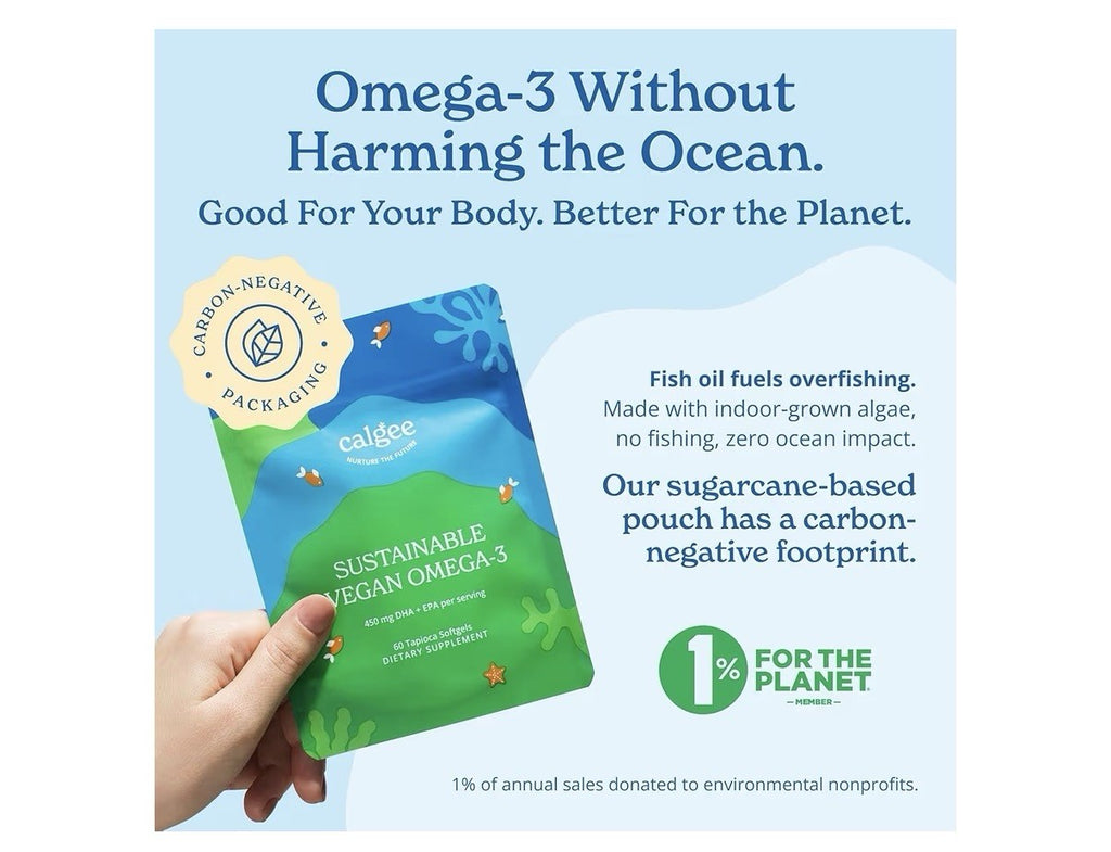 2 Pack Calgee Algae Sustainable Vegan Omega 3 DHA & EPA Total 120 Vegan Softgels