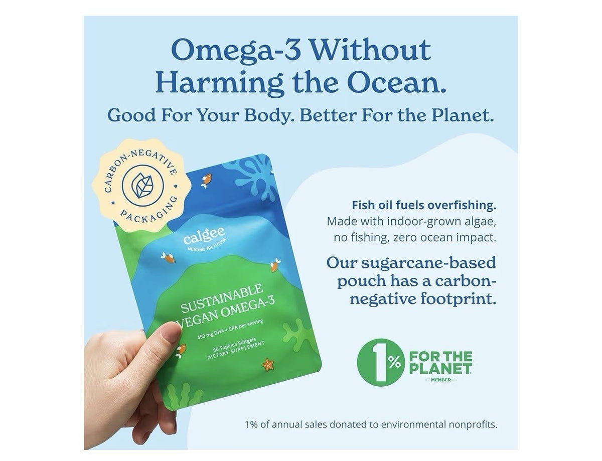 2 Pack Calgee Algae Sustainable Vegan Omega 3 DHA & EPA Total 120 Vegan Softgels