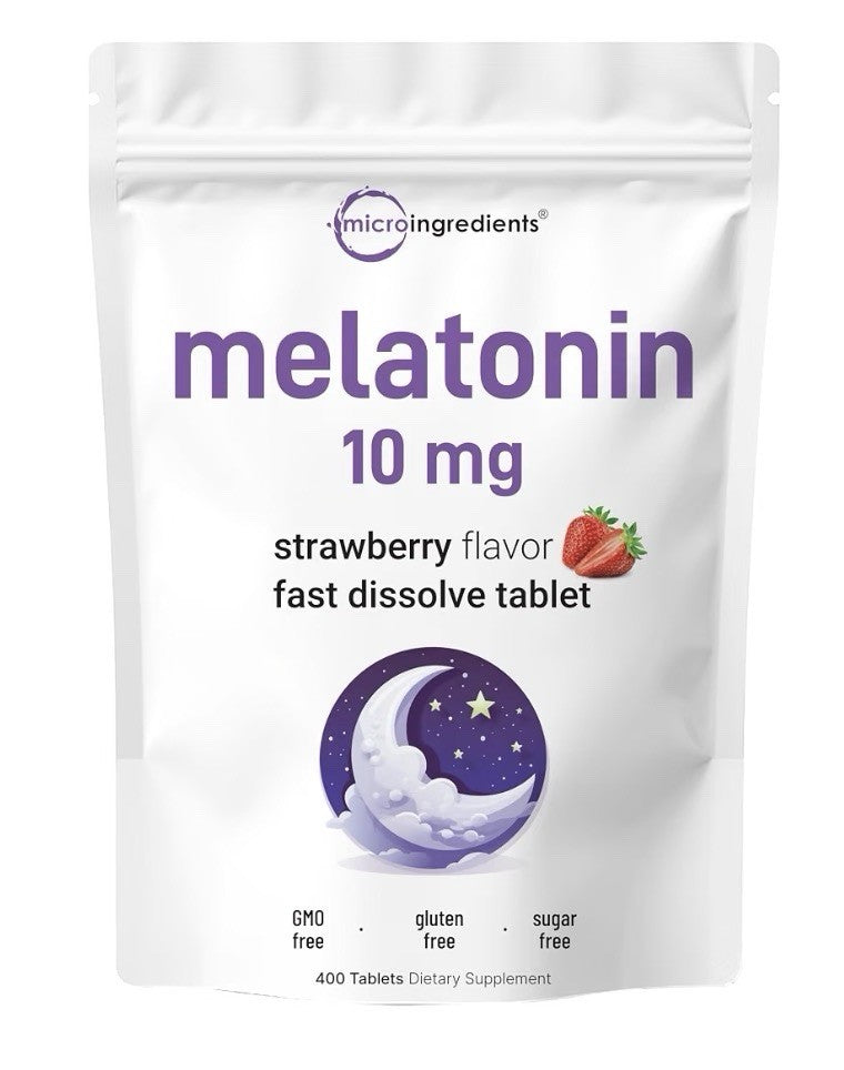 Micro Ingredients Melatonin 10mg 400 Dissolve Tablets Natural Strawberry Flavor