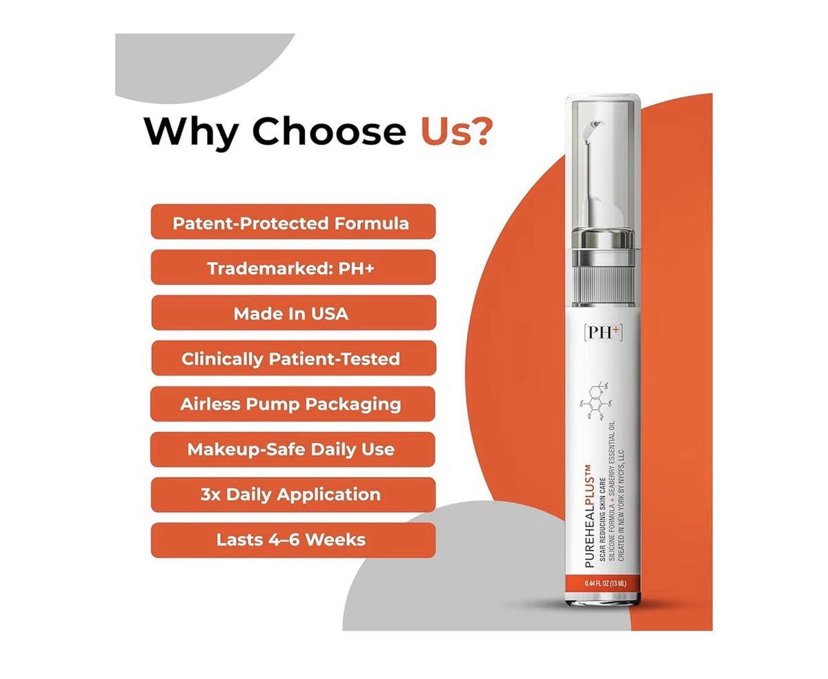 PureHealPlus Silicone Scar Gel for Old &New Scars Burns Acne Surgical Scars 13ml