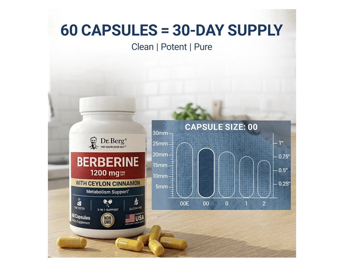 Dr. Berg Berberine 1200 mg Per Day With Ceylon Cinnamon Metabolism Support 60cap