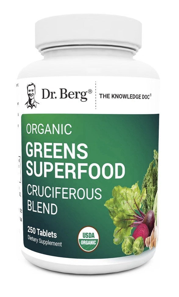 Dr. Berg Greens Superfood Cruciferous Blend Vegetable 250 Tablets Super Greens
