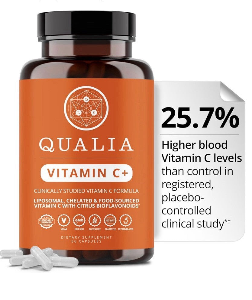Qualia Vitamin C+ LIPOSOMAL, CHELATED & FOOD-SOURCED VITAMIN C 56 Capsules