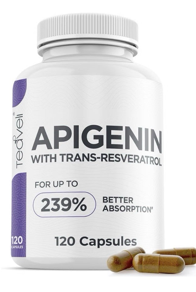 Teaveli Apigenin With Trans Resveratrol Sleep Support Supplement 120 Capsules