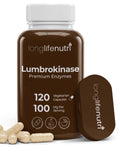 LongLifeNutri Lumbrokinase Premium Enzymes Supplement 100mg Per Serving 120 Caps