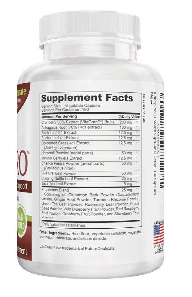 KidneyPRO Advances Kidney & Urinary Tract Support Supplement Women & Men 180Caps