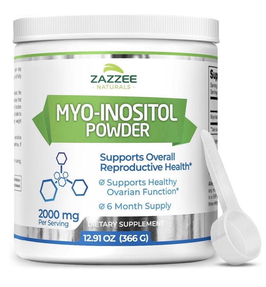 Zazzee Myo-Inositol Powder Ovarian Function Overall Reproductive Health 12.91 oz