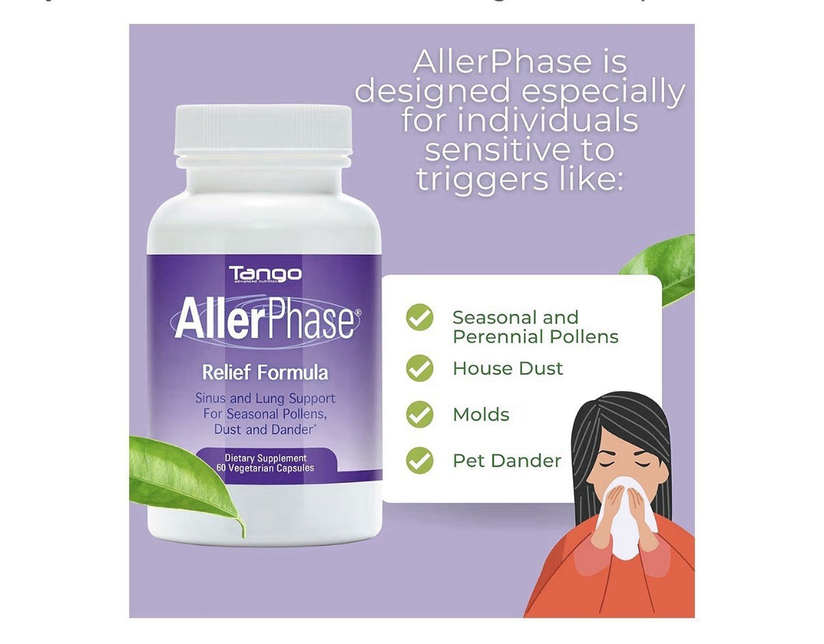 Tango AllerPhase Relief Formula Natural Sinus and Lung Support Supplement 60caps