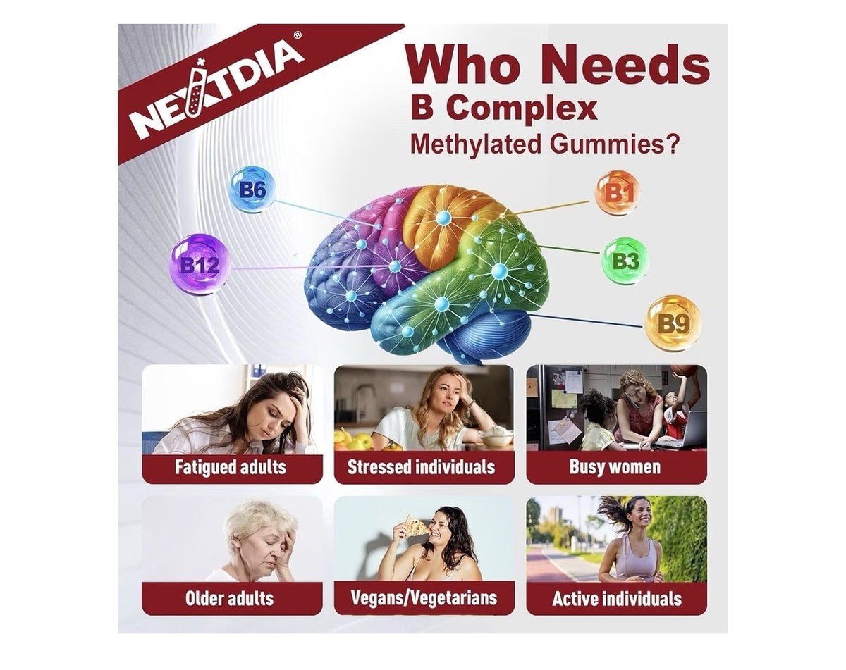 Nextdia B Complex Methylated Energy Boost Plus Brain Memory Mood Support 2 Pack