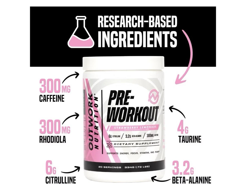 Outwork Nutrition Preworkout Energy Focus Stamina And Pump Strawberry Lemonade