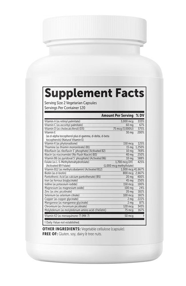 Micro Ingredients Bariatric Multivitamin Methylated with Iron 240 Capsules