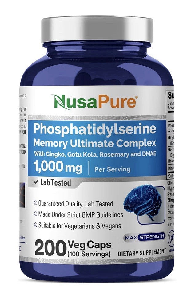 NusaPure Phosphatidylserine Memory Ultimate Complex 1000mg 200 Veg Capsules