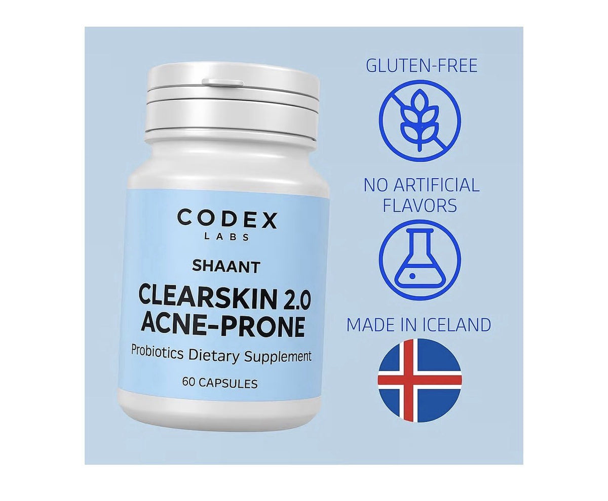 Codex Labs Shaant Clear Skin 2.0 Acne Prone Probiotics Supplement 60 Capsules