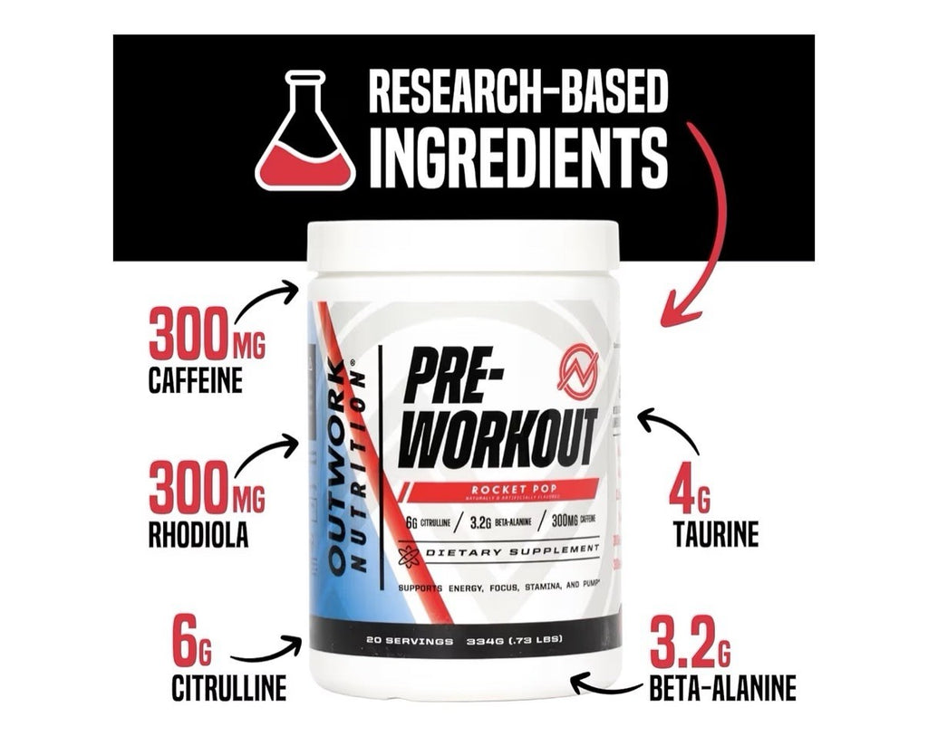 Outwork Nutrition Preworkout Energy Focus Stamina And Pump Rocket Pop Flavor