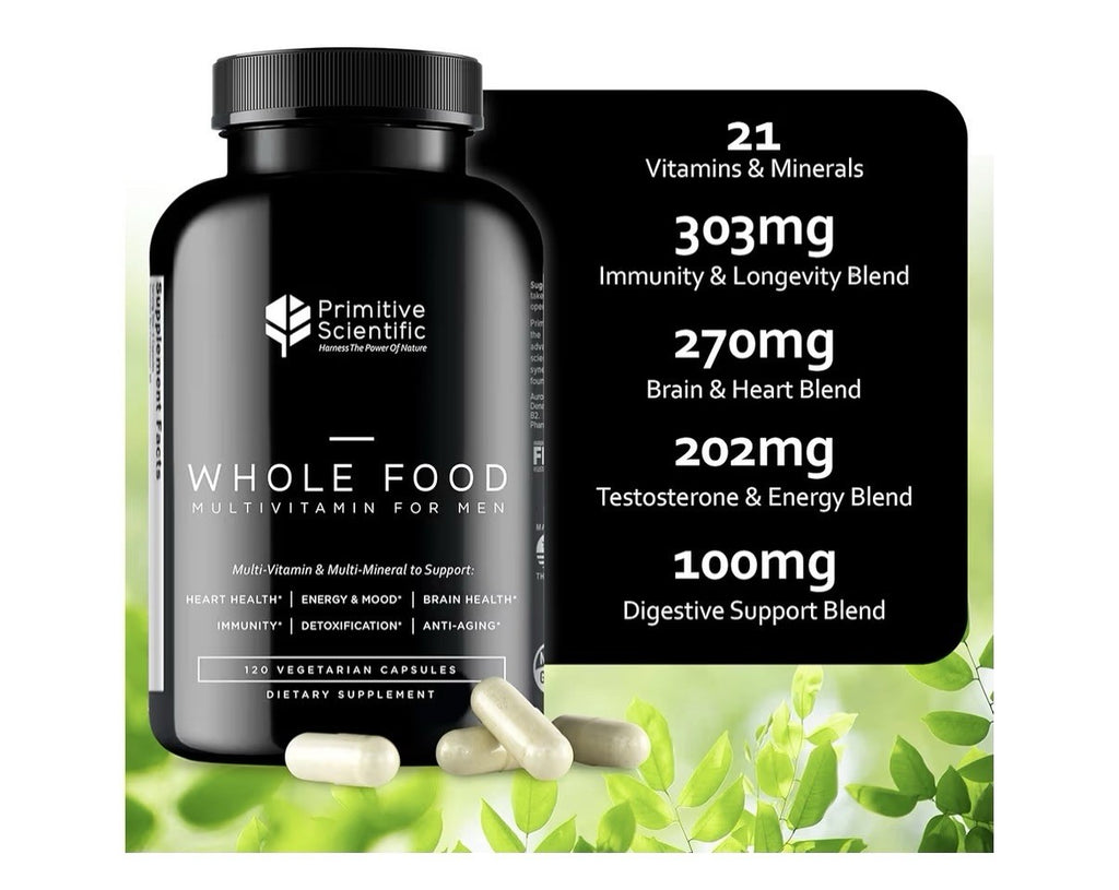 Primitive Scientific Whole Food Multivitamin Mineral For Men Energy 120 Capsules