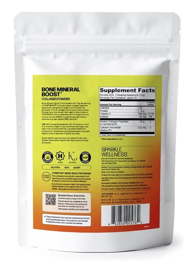 Sparkle Wellness Bone Mineral Boost Collagen Powder Bone Health 30Serv No Falvor