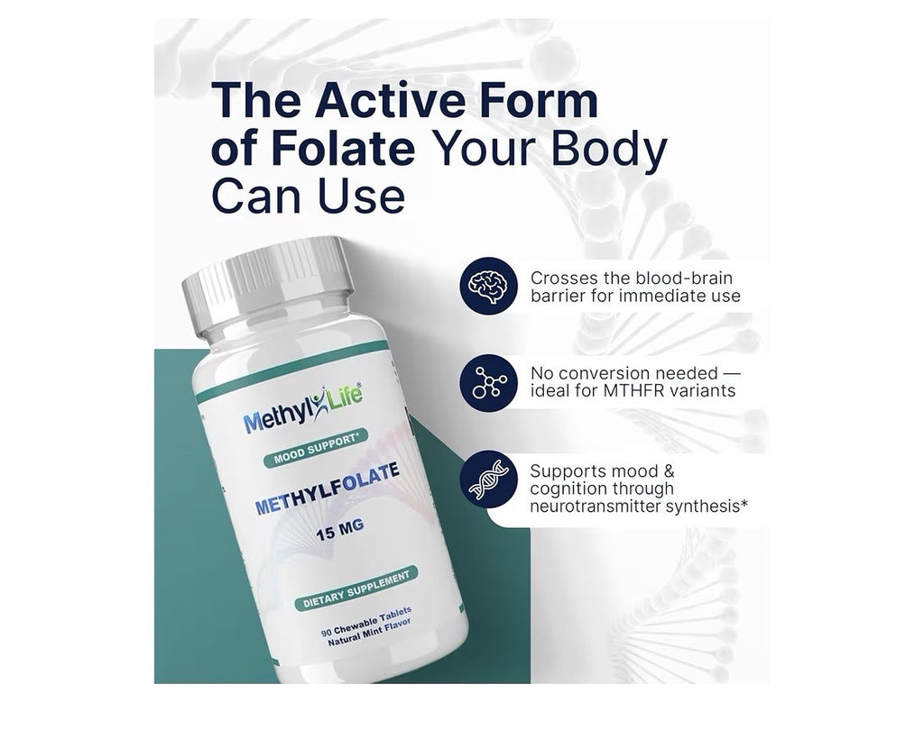 Methyl-Life L-Methylfolate 15 mg for Women Men Active Folate Supplement 90Tablet