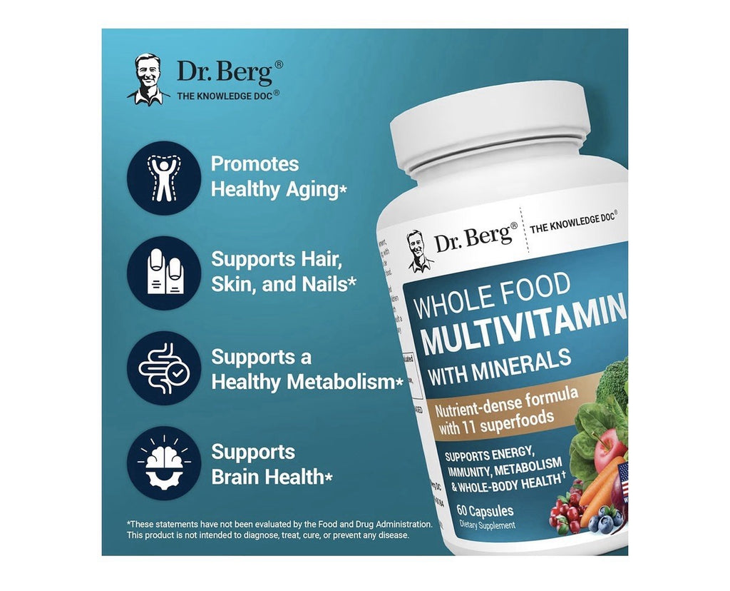 Dr. Berg Whole Food Multivitamin with Minerals Supports Whole Body Health 60caps
