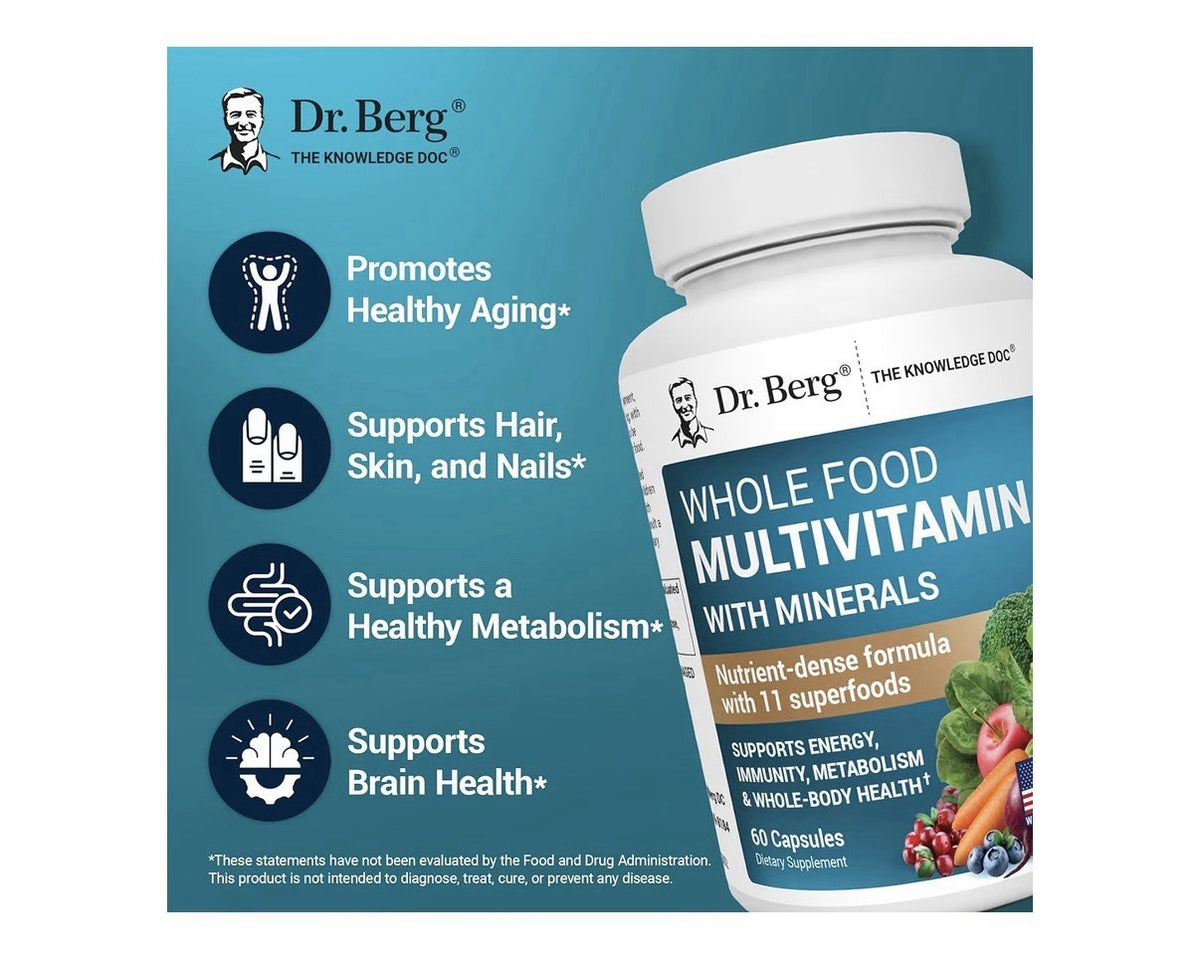 Dr. Berg Whole Food Multivitamin with Minerals Supports Whole Body Health 60caps