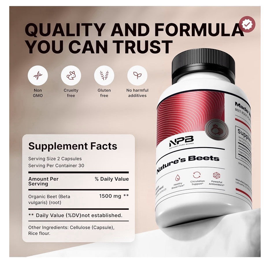NPB Nature’s Beets Root Healthy Blood Flow Circulation Support Antioxidant 60cap