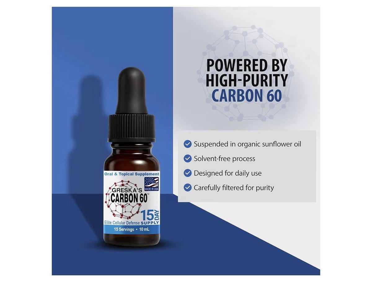 Greska's Carbon60 Organic Sunflower Oil Health Energy Vitality 15day Supply 10ml