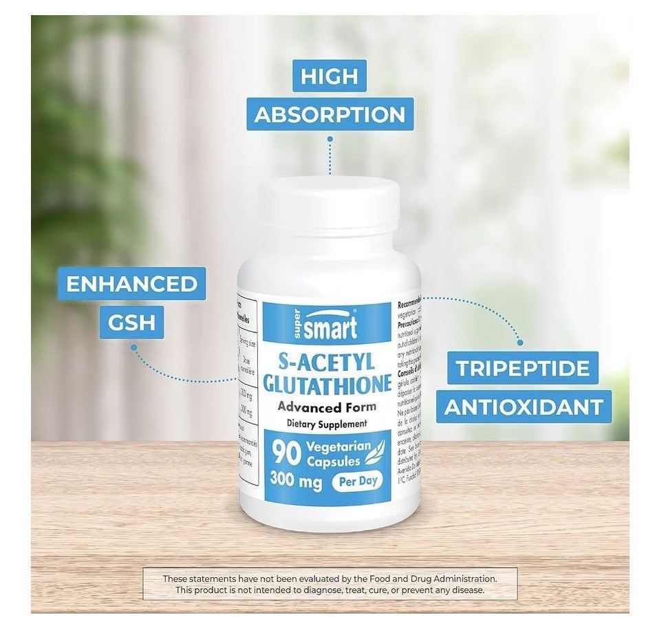 Supersmart S-Acetyl Glutathione 90 Vegetarian Capsules Dietary Supplement