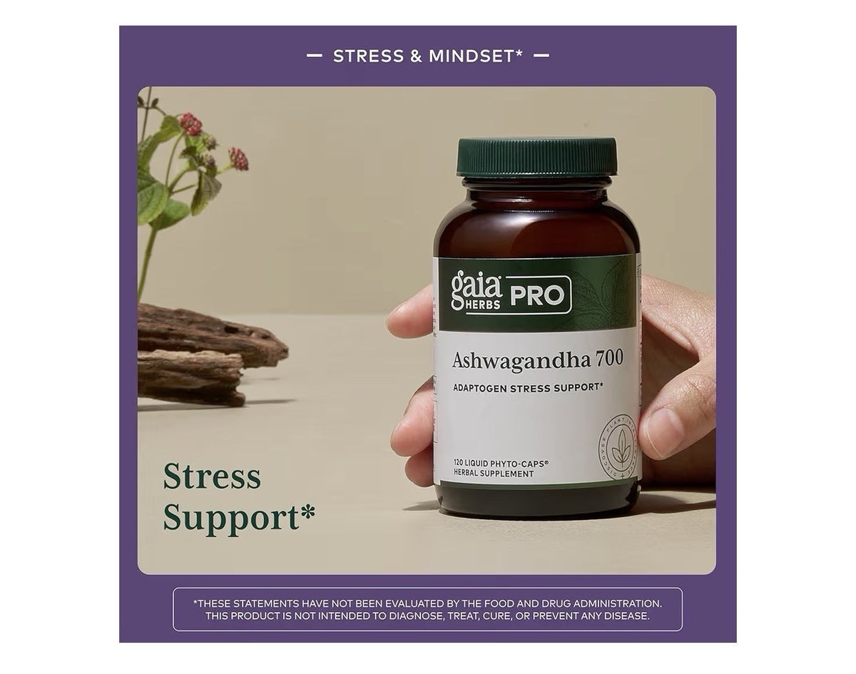 GAIA HERBS PRO Ashwagandha 700 Healthy Immune Stress Support Supplement 120 Caps