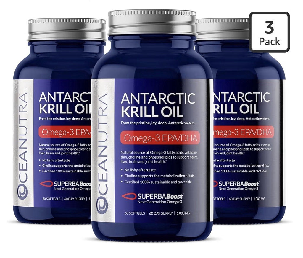 3 Pack Antractic Krill Oil 1000mg Pure Organic Omega 3 EPA DHA 56% Phospholipids