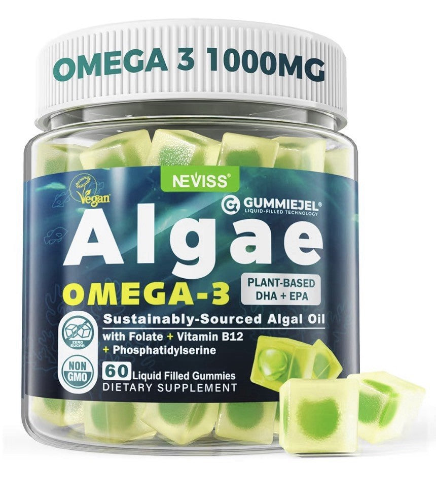 Neviss Vegan Algae Omega-3 DHA + EPA Gummies for Adults No Fishy Taste 60Gummies