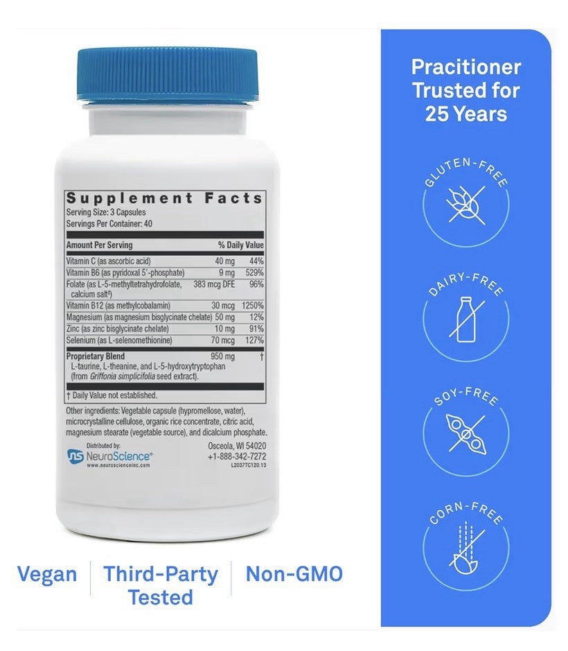Neuroscience TravaCor Mood Support Stress And Emotional Support 120 Capsules