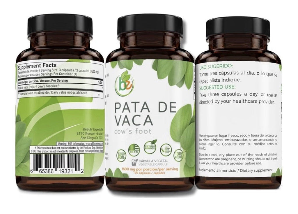 B-Expersts Pata de Vaca Cow’s Foot 1500 mg per Serving 90 Vegetable Capsules