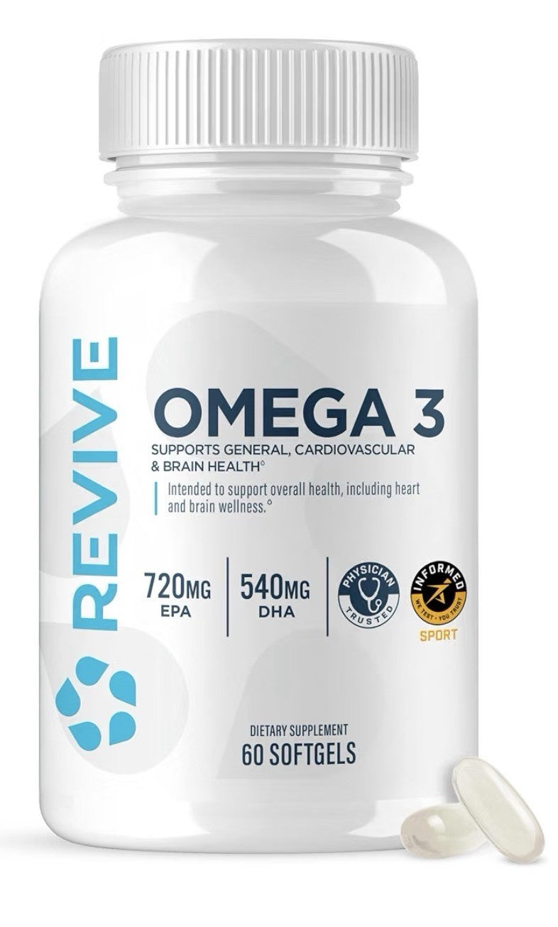 Revive Omega 3 EPA & DHA Support General Cardiovascular & Brain Health Men Women