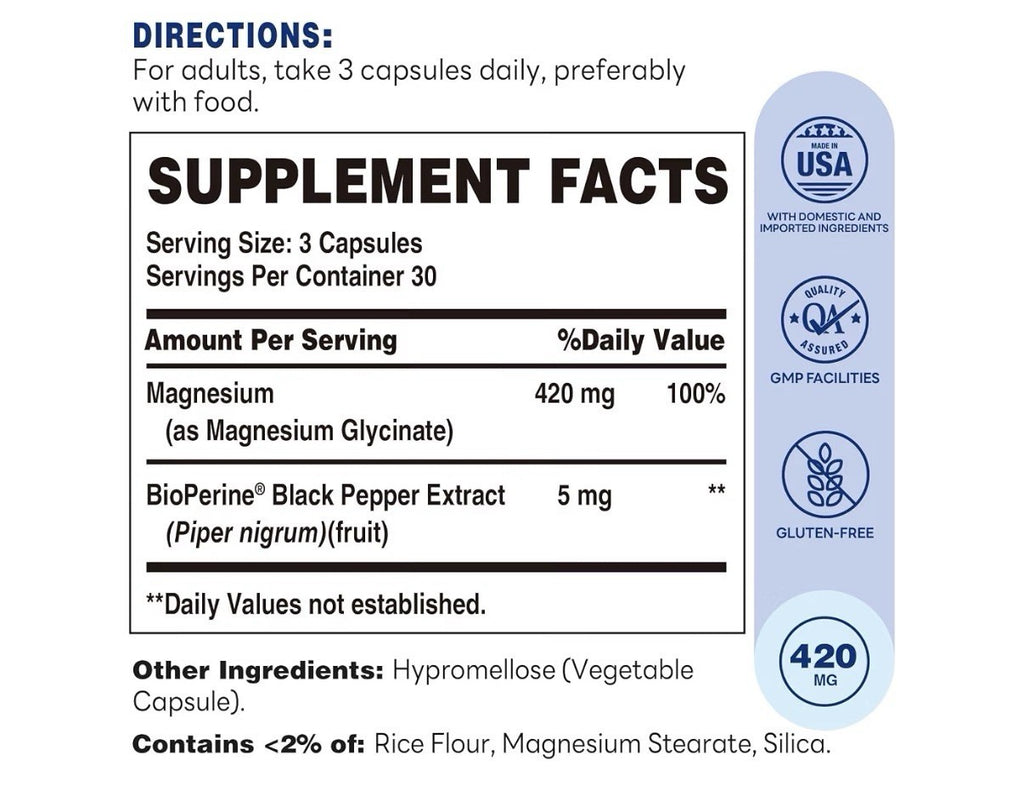 Vitamin World Magnesium Glycinate Muscle Relaxation Bone Nerve Health 90 Capsule