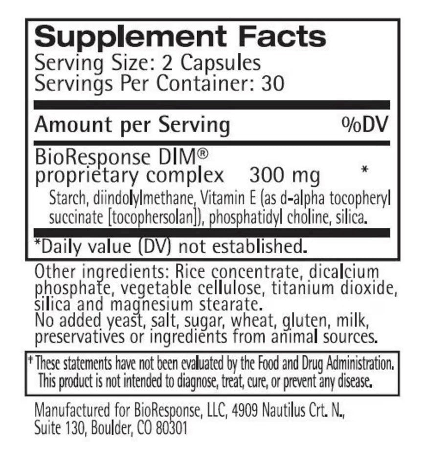 BioResponse DIM 150-150mg Bioavailable Diindolylmethane 60 Capsules