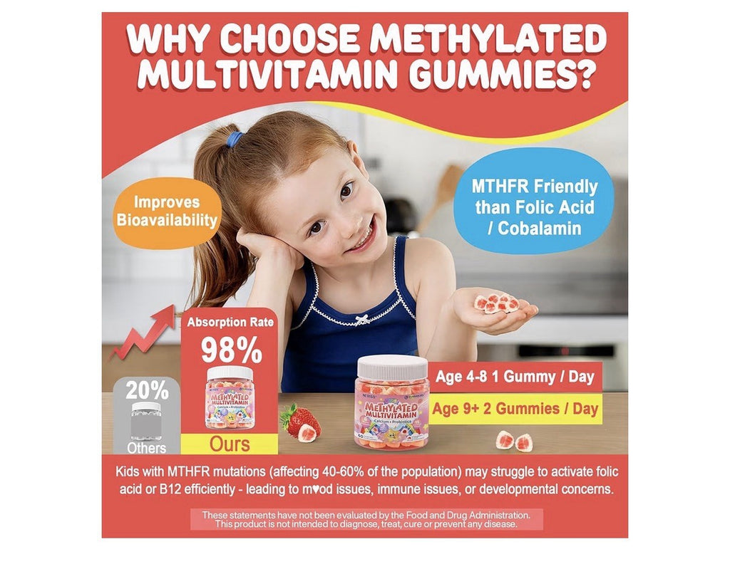 Nextdia Kids Methylated Multivitamin Gummies Calcium D3 K2 Probiotics 2 Pack