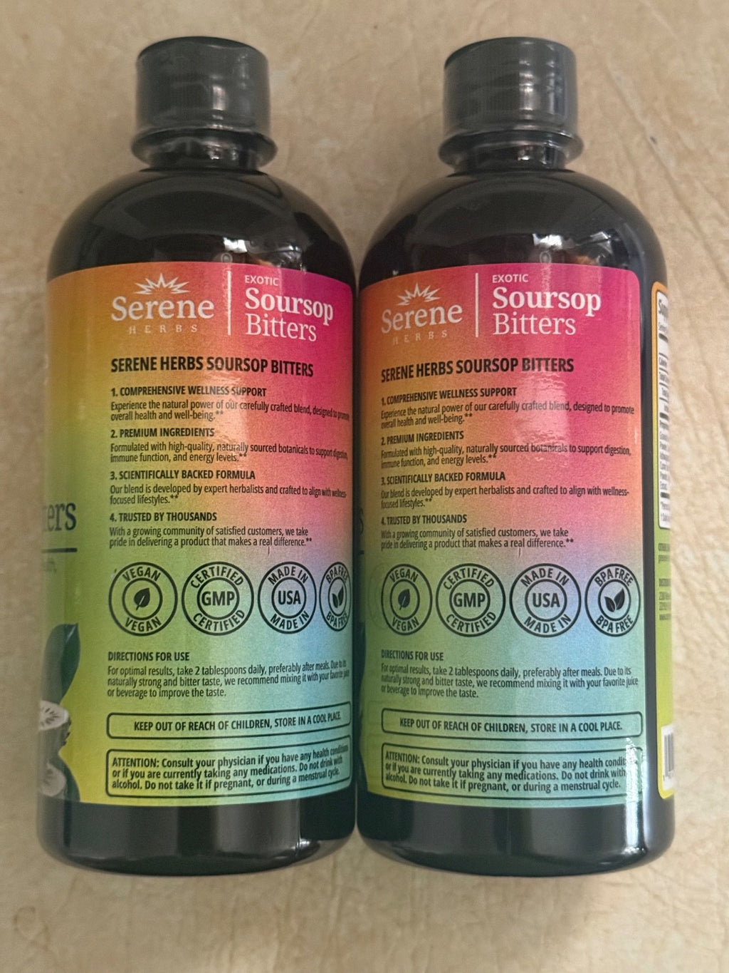 2 Packs  Serene Herbs Exotic Soursop Bitters Liquid Gut Health Detox Vitality