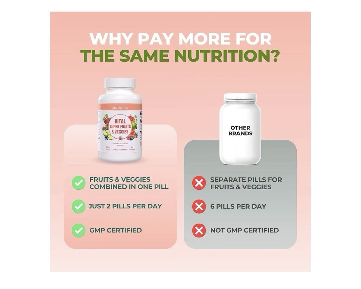 VITAL NUTRITIVE Vital Super Fruits & Veggies Daily Superfood for Adults 60 Caps